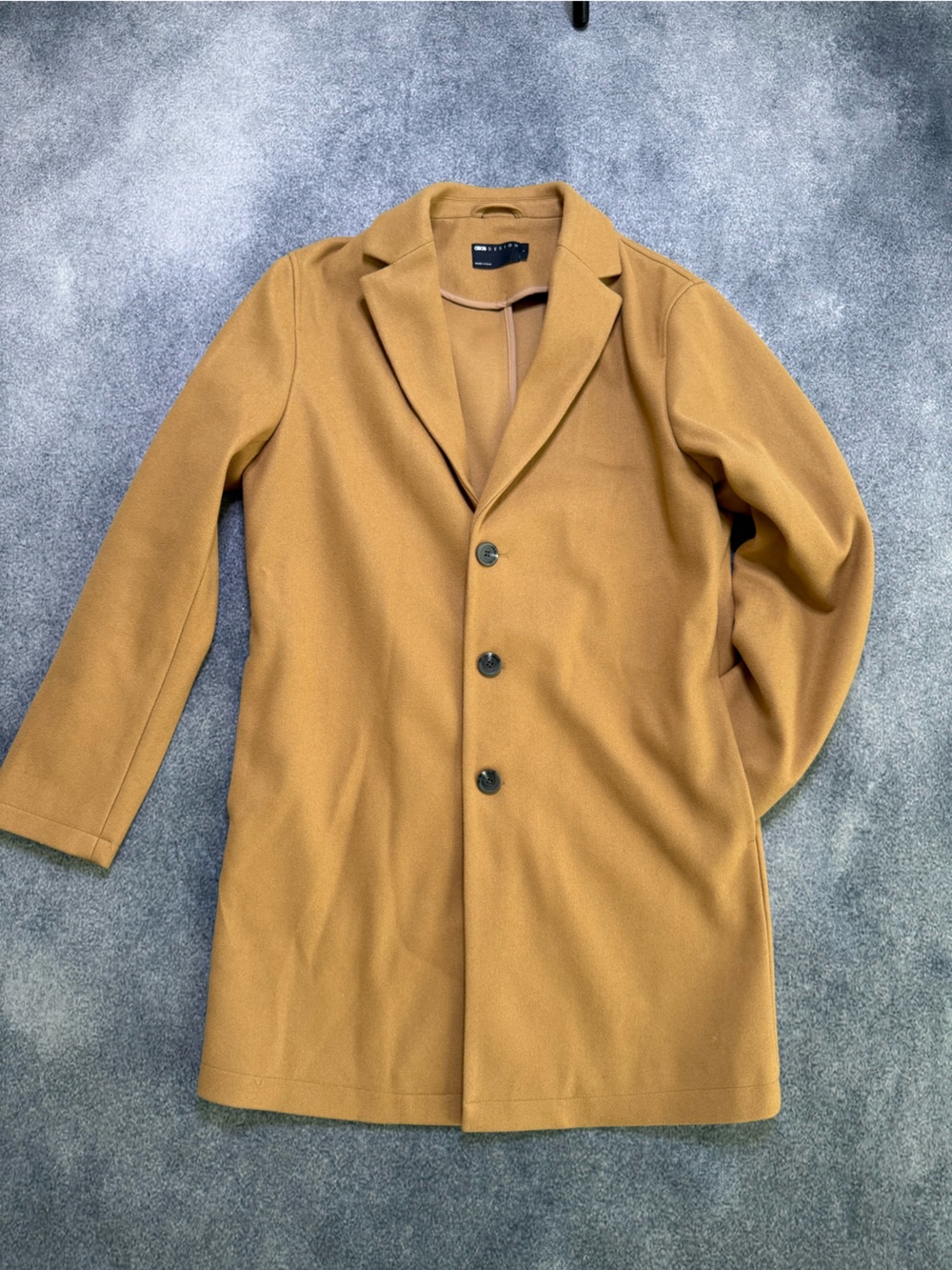 ASOS Camel Single-Breasted Pea Coat